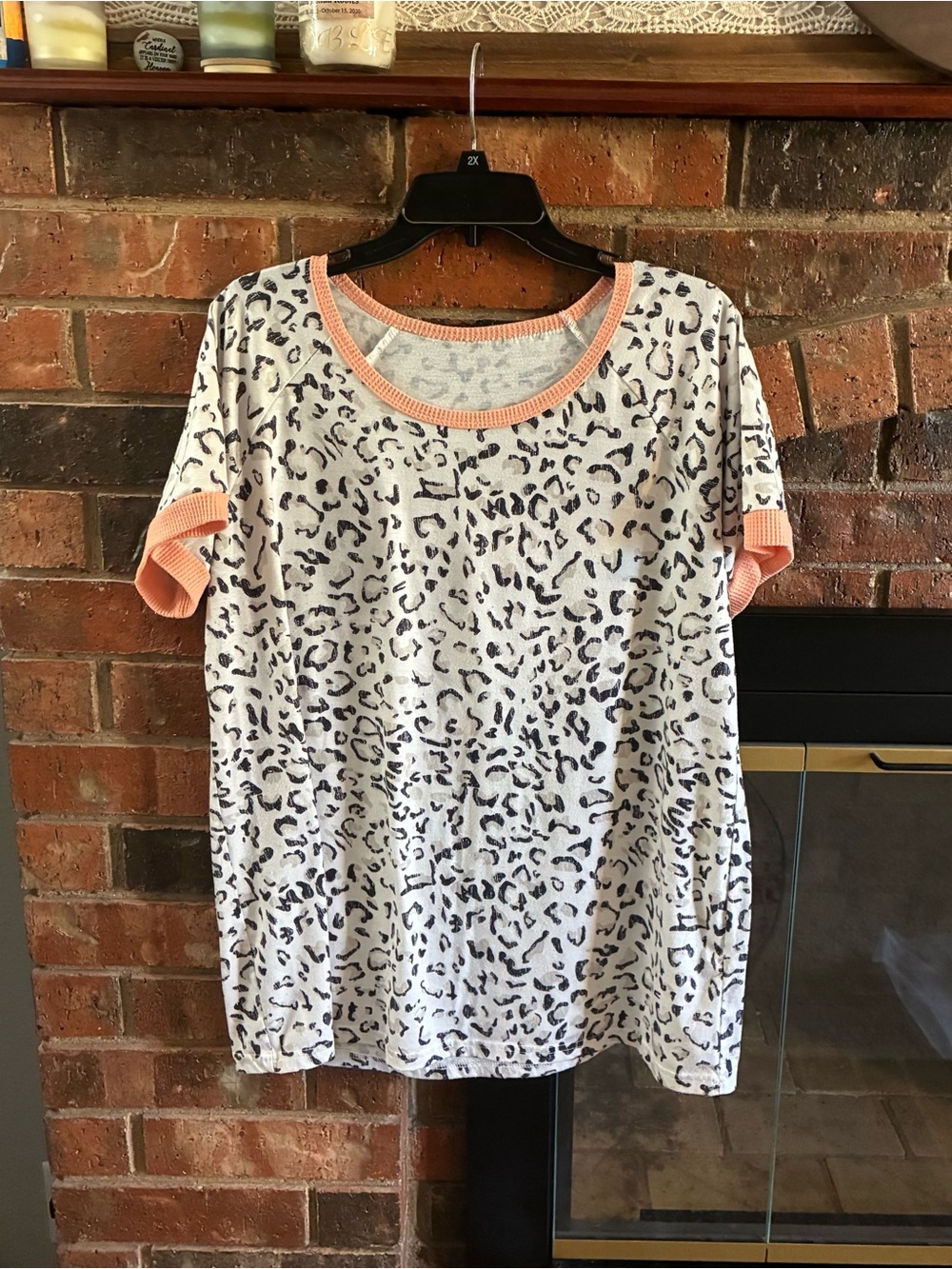 Women's Leopard Print Top with Coral Trim